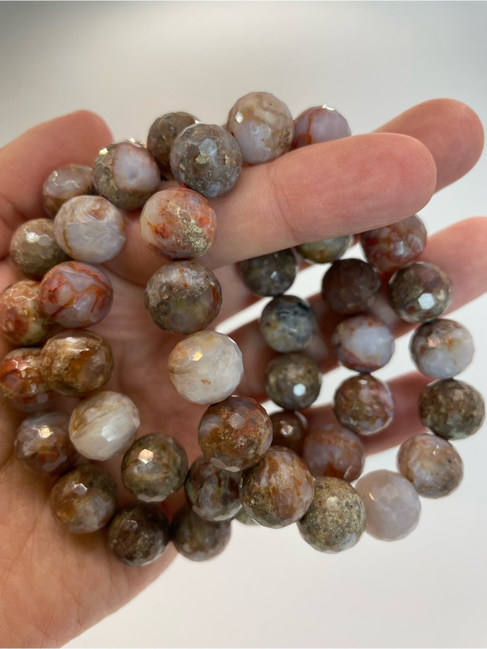 ONE Faceted Agua Nueva Agate Bead Bracelet - 12mm (0147)